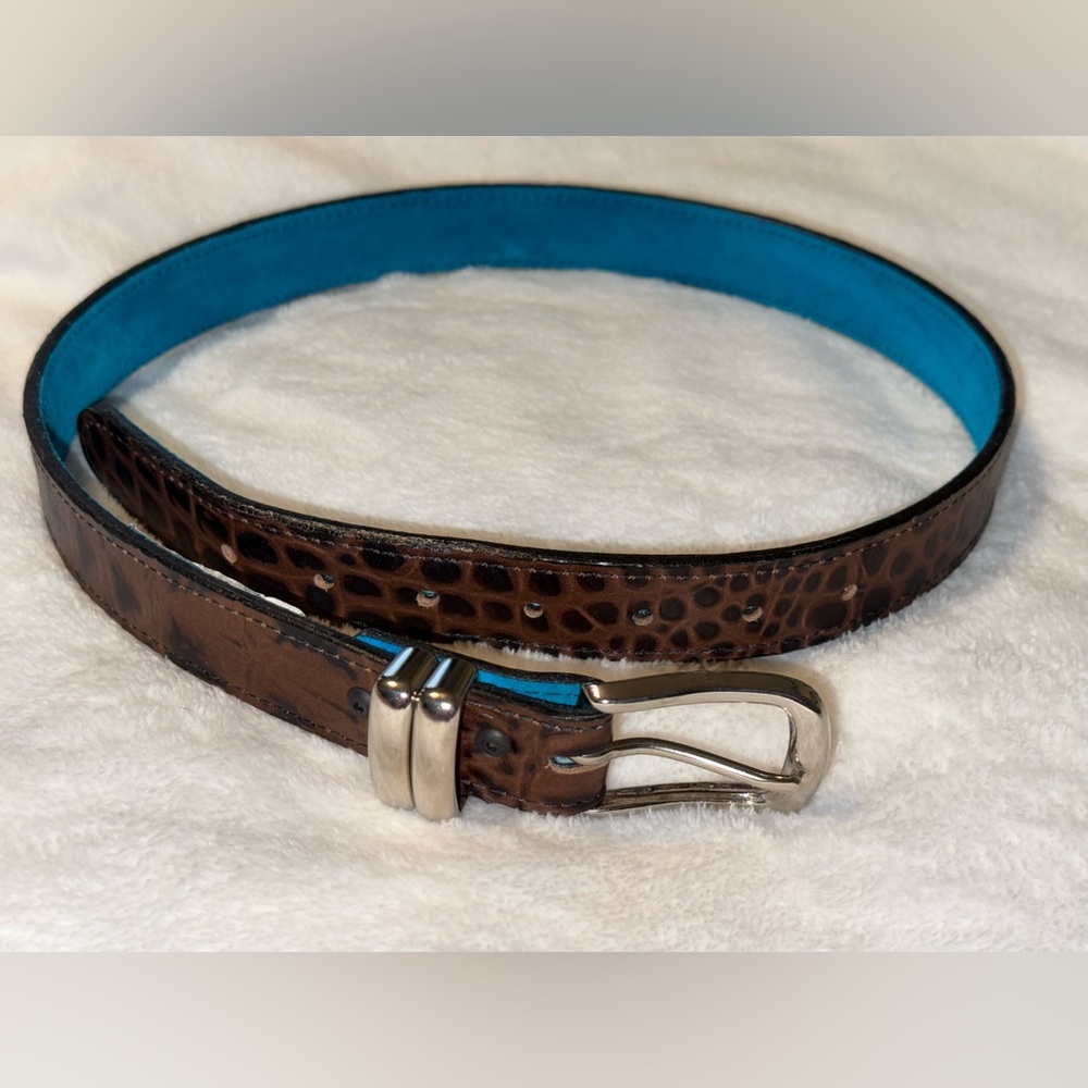 Nwot Flashbang Sailor Belt Brown Croc Embossed Leather Belt Size Small